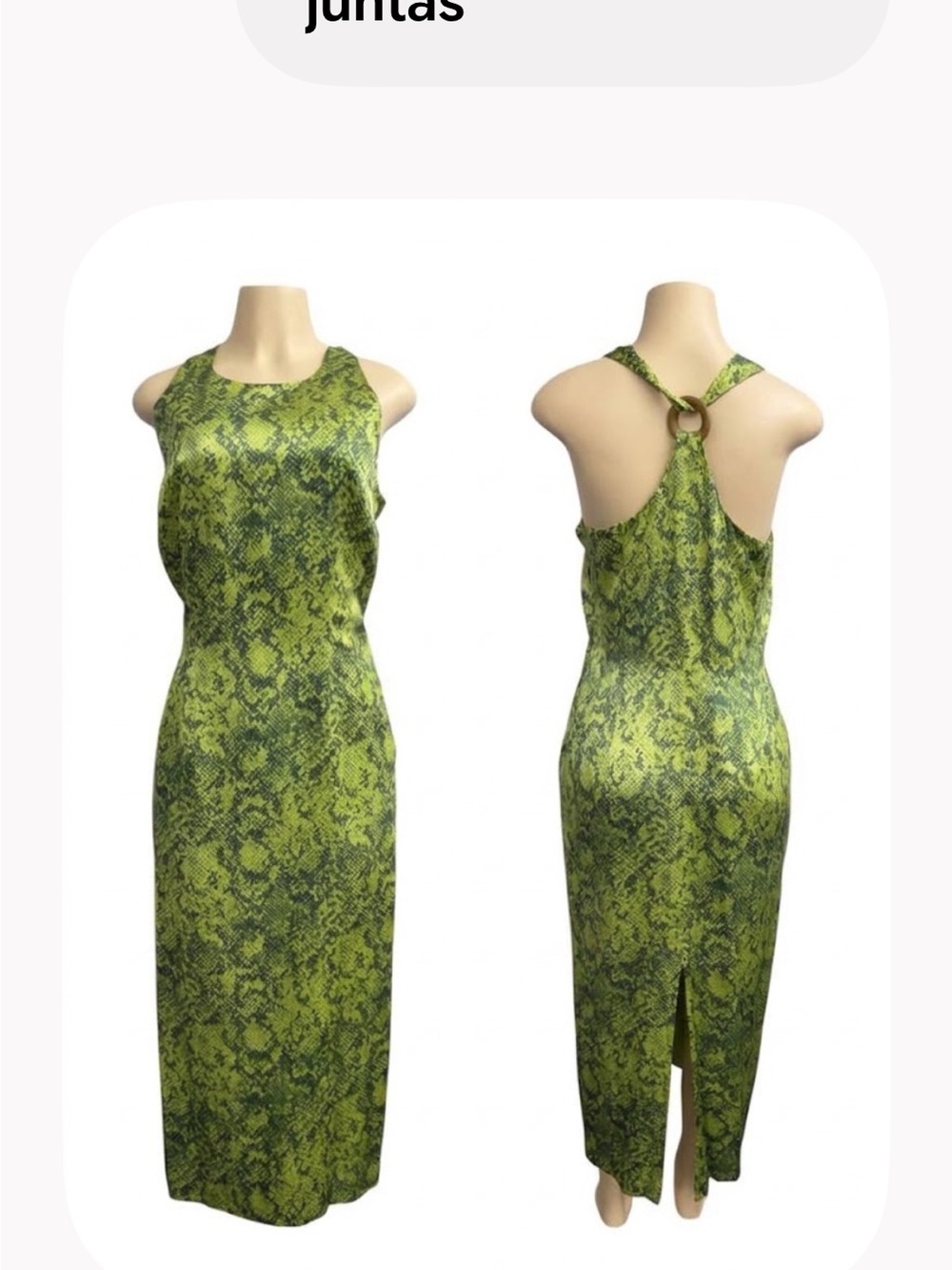 Donna Morgan Lime Green Snake-Print Racerback Midi Dress